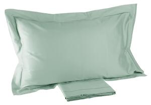 Completo Lenzuola In Raso Di Cotone Precious Sateen Matrimoniale - 250X290 175X205 + 2 Federe 50X80 Mirabello Brera Tinta Unita Acqua Caleffi
