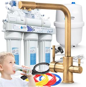 Set di rubinetti da cucina in ottone con filtro per l'acqua RO7 a 3 vie