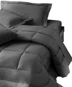 Trapunta In Raso Di Cotone Precious Sateen Matrimoniale - 270X260 Mirabello Brera Tinta Unita Fumo Caleffi