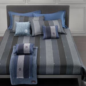Trapunta In Raso Di Cotone New-tweed Matrimoniale - 270X260 Trussardi Geometrico Blu Caleffi