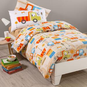 Copripiumino Con Federe In Cotone City Car Piazza E Mezza Caleffi Kids Ragazzo Beige Caleffi