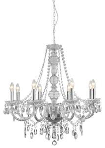 Lampadario Classico Mariateresa Vetro Trasparente Policarbonato Cromo 8 Luci E14