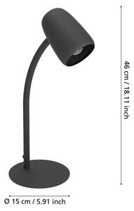 Eglo 901828 - Lampada da tavolo CARLO 1xE14/18W/230V nera