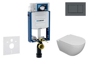 Geberit Combifix - Set con modulo di installazione, vaso WC Oudee e copriwater softclose, placca di comando Sigma30, nero opaco/nero SANI15CA5100