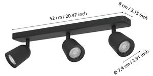 Eglo 901954 - Faretto CAMALDOLI 3xGU10/10W/230V nero