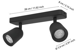 Eglo 901953 - Faretto CAMALDOLI 2xGU10/10W/230V nero
