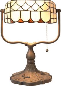 Clayre & Eef Lampada da tavolo Tiffany 26x21x37 cm Beige Marrone Metallo