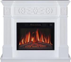 ArtiFlame Camino elettrico Toscana AF23S Camino elettrico da appoggio con riscaldamento da 1800 W, effetto fiamma realistico, illuminazione a LED, telecomando, timer, bianco
