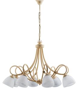 Lampadario 8 Luci Dallas BeLight Avorio Decapè Vetro Bianco