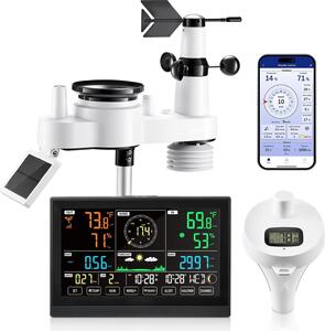 Stazione meteo wireless e WLAN - set 7 in 1 - connessione app - sensore solare da esterno - pluviometro - anemometro - termometro da piscina - previsioni meteo