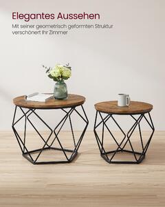 Tavolino VASAGLE, set di 2, piano estraibile, vintage marrone-nero