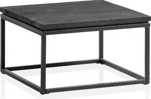 WOHNLING Tavolino da salotto 60x60x35 cm Legno massello di mango / Metallo Nero Tavolino quadrato Tavolino da salotto con venature naturali del legno Tavolino da caffè