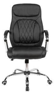 Sedia da scrivania in Pelle finta nera per ufficio girevole fino a 120 kg | Amstyle