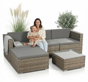 Mucola mobili da giardino 5 pz. gruppo salotto da giardino set pouf polyrattan nero set salotto gruppo pranzo balcone - grigio