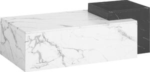 WOHNLING Tavolino da caffè 120x60x40 cm Bianco Nero effetto marmo Tavolo da divano Tavolo moderno da soggiorno Tavolo rettangolare da salotto Tavolo da caffè a due livelli Grande