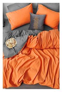 Lenzuolo matrimoniale in cotone arancione-grigio esteso a quattro pezzi 200x220 cm - Mila Home