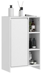 HOMCOM Mobiletto Bagno con 3 Ripiani Aperti e Armadietto a un'Anta con Mensola Regolabile, 53x30x80cm, Bianco