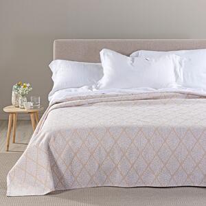Copriletto Non Trapuntato In Raso Jacquard Acquamarina Matrimoniale Primanatura Tinta Unita Miele Caleffi