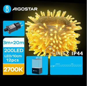 Aigostar - Catena LED natalizia da esterno 200xLED/8 funzioni 23m IP44 bianco caldo