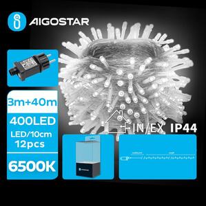 Aigostar - Catena LED natalizia da esterno 400xLED/8 funzioni 43m IP44 bianco freddo