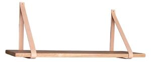 Scaffale in legno con maniglie in pelle , 120 x 20 cm Forno - House Nordic
