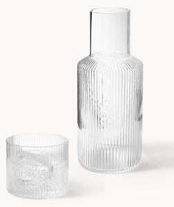 Set caraffa e bicchiere in vetro soffiato Ripple 2 pz