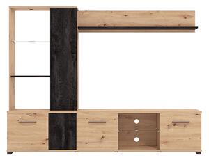 PAULIE - parete attrezzata soggiorno quattro ante moderna minimal in legno cm 202 x 40 x 155,5 h