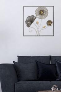 Pannello Decorativo a Fiori Square 50x5,5x50 Cm In Ferro Multicolore