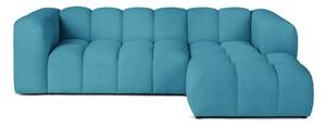 Divano angolare turchese (con penisola a destra e chaise lounge) con rivestimento in velluto Cube – Bonami Selection