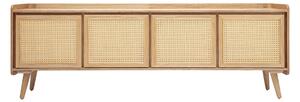 Mobile TV in legno chiaro frassino e cannage in rattan L200 cm ELSY