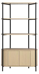 Libreria con contenitori finitura in legno chiaro rovere e metallo L100 cm ZORA