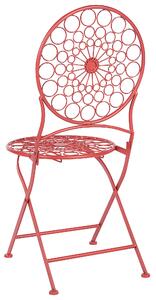Set di 2 sedie da giardino Bistro in ferro rosso pieghevole all'aperto resistenza alla ruggine UV stile retrò francese Beliani