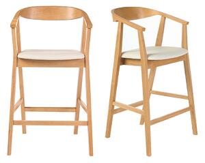 Sgabelli da bar scandinavi bianchi e legno chiaro H66.5 cm (lotto di 2) BAHIA