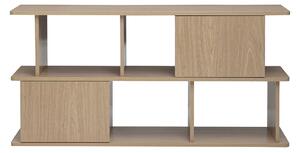 Libreria bassa con vani contenitori finitura legno chiaro rovere L140 cm JANICE