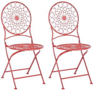 Set di 2 sedie da giardino Bistro in ferro rosso pieghevole all'aperto resistenza alla ruggine UV stile retrò francese Beliani