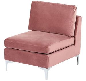 Modulo divano in velluto rosa a 1 posto con gambe in metallo argento stile glamour Beliani