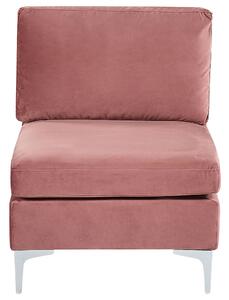 Modulo divano in velluto rosa a 1 posto con gambe in metallo argento stile glamour Beliani