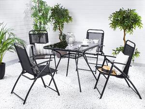 Set da pranzo all'aperto in acciaio Nero 5 pezzi tavolo sedie pieghevoli 4 posti giardino moderno Beliani