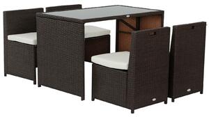 Outsunny Set Mobili da Giardino in Rattan 5pz Tavolo Pranzo 4 Sedie con Cuscini|Aosom