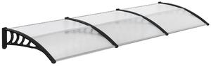 Outsunny Tettoia in Policarbonato e Alluminio per Balconi, Finestre e Porte, 303x96x27 cm, Nero e Trasparente|Aosom