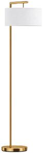 HOMCOM Lampada da Terra Moderna in Metallo e Paralume in Tessuto, Lampada da Lettura E27 47x37x153cm, Oro e Bianco