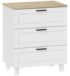 HOMCOM Cassettiera 3 Cassetti Moderna in Legno, 60x38x71 cm, Bianca e color Legno | Aosom Italy