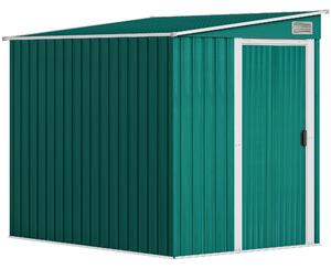 Outsunny Casetta da Giardino con Base, Porta Scorrevole e Tetto Inclinato, Capanno Attrezzi in Metallo, 1.5x2m, Verde | Aosom Ital