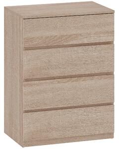 HOMCOM Cassettiera 4 Cassetti in Legno con Guide in Metallo e Maniglie Scanalate, 60x40x80 cm, color Faggio | Aosom Italy