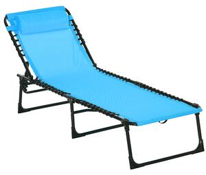 Outsunny Lettino Prendisole Pieghevole con Schienale Reclinabile in Acciaio e Tessuto a Rete, 189x58x30 cm, Blu | Aosom Italy