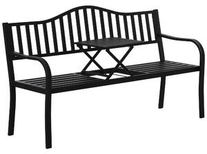 Outsunny Panchina da Giardino Panchina da Esterno 2-3 Posti, 150x58.5x90cm, Nero | Aosom Italy