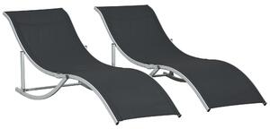 Outsunny Set 2 Sdraio da Giardino Pieghevoli in Alluminio e Texteline, 61x165x63 cm, Nero | Aosom Italy