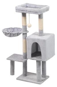 Tiragraffi per Gatti a Più Livelli 108cm, Albero per Gatti con Cuccia e Amaca, Grigio