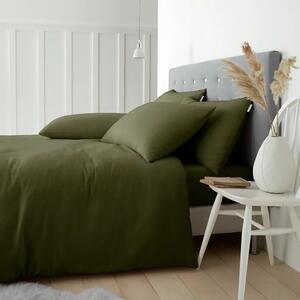Set copripiumino e federa color kaki in flanella per letto matrimoniale 200x200 cm Brushed – Catherine Lansfield