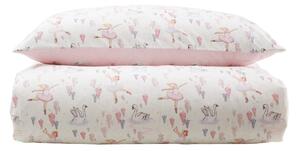 Set copripiumino e federa da bambini bianco e rosa in cotone per culla 120x150 cm Ballerina – Belle & Boo